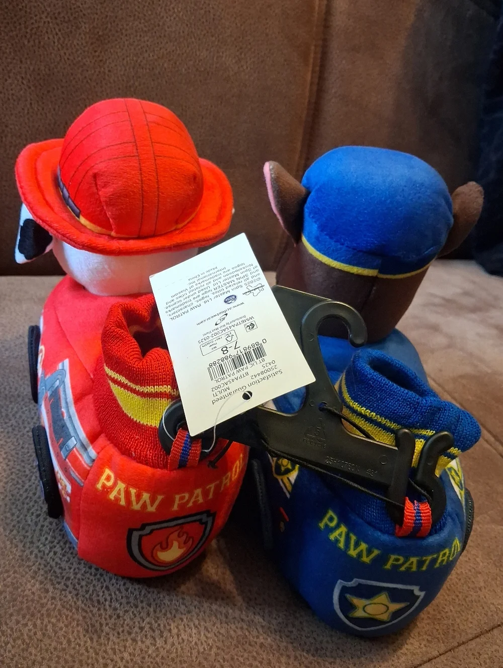 Paw Patrol Plush Rescue Dog Kids Slippers Blue & Red Size 7-8